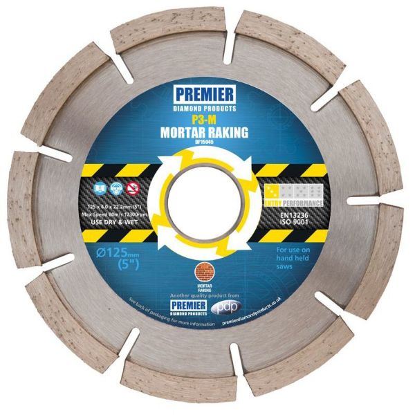 Picture of PDP Premier Diamond P3-M Mortar Raking Diamond Blade - 125 x 6.0 x 7 x 22.2mm