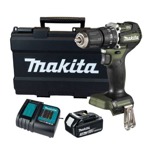 Picture of Makita DHP487FX3O 18v BL Combi Drill Green with 1x3ah Battery & Charger