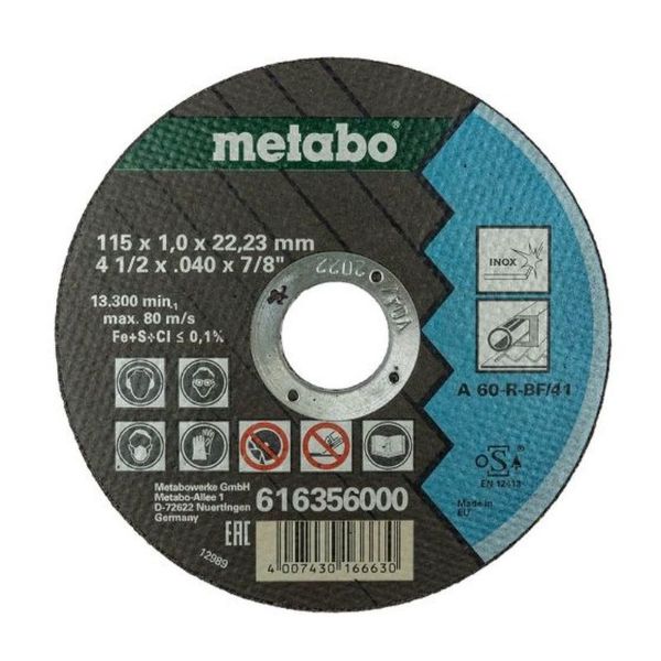 Picture of Metabo 616358000 115mm Angle Grinder Discs Pack Of 10 – Metal Cutting