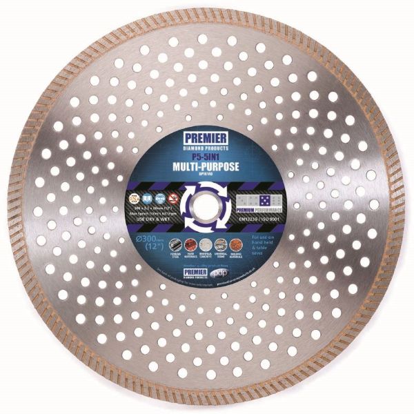 Picture of PDP Premier Diamond P5-5IN1 Multi-Purpose Diamond Blade - 230 x 2.6 x 10 x 22.2mm (9")