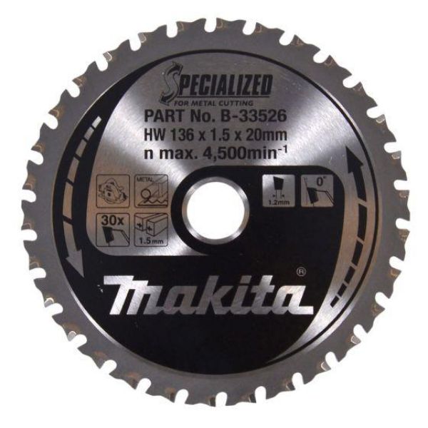 Picture of Makita B-33526 Specialized Circular Saw Blade for Metal Cutting 136mm x 20mm x 30T