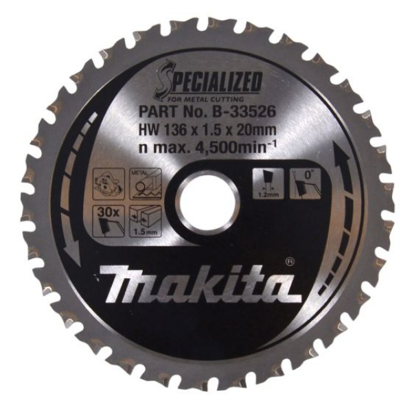 Picture of Makita B-33526 Specialized Circular Saw Blade for Metal Cutting 136mm x 20mm x 30T