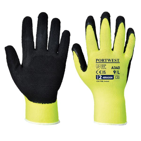 Picture of Hi-Vis Yellow Latex Grip Glove Size 8 (2.1.2.1.X) A340