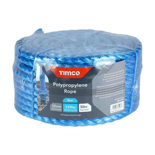 Picture of Timco Polypropylene Rope - Blue - Coil 12mm x 30m