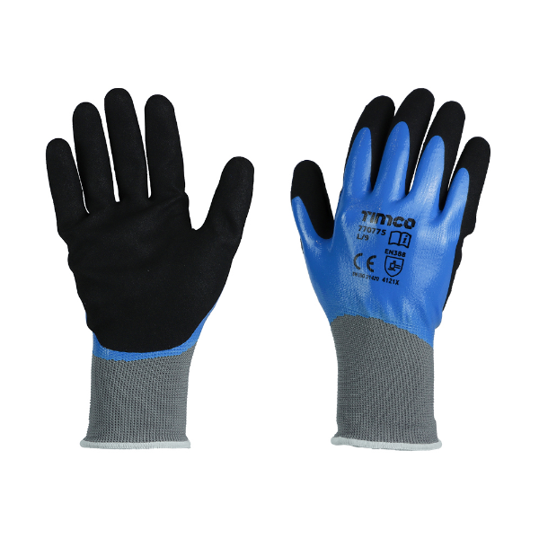 Picture of Waterproof Grip Gloves - Sandy Nitrile Foam Coated Polyester Large Blue