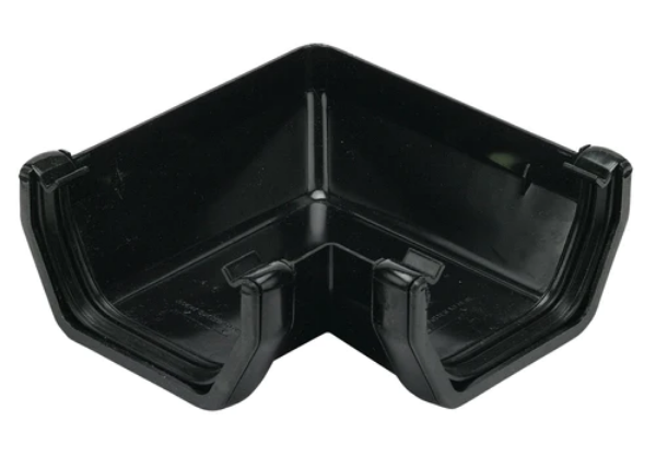 Picture of Floplast 114mm Square Line Gutter 90 Degree Angle Black