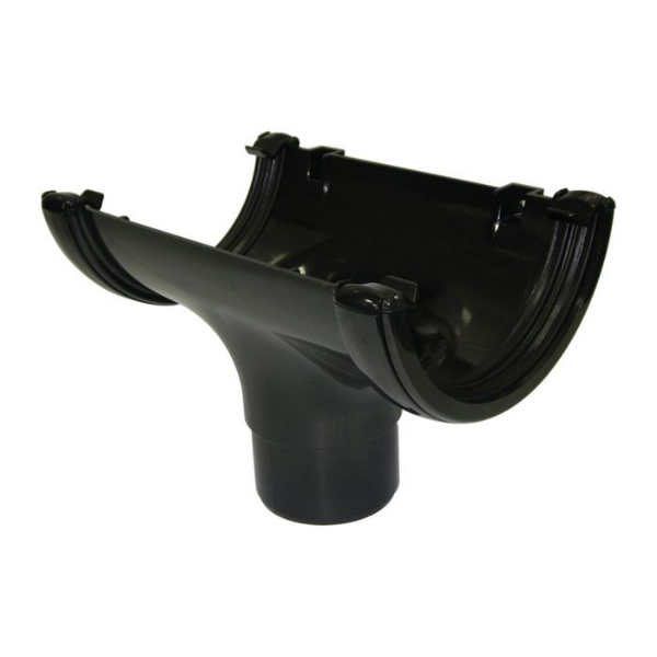 Picture of FloPlast Half Round Gutter Running Outlet - 112mm Black