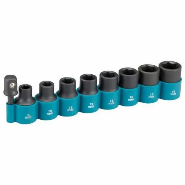 Picture of Makita B-54645 1/2  Drive Impact CR-MO Socket Set with 1/4  Hex Converter 9 Pcs