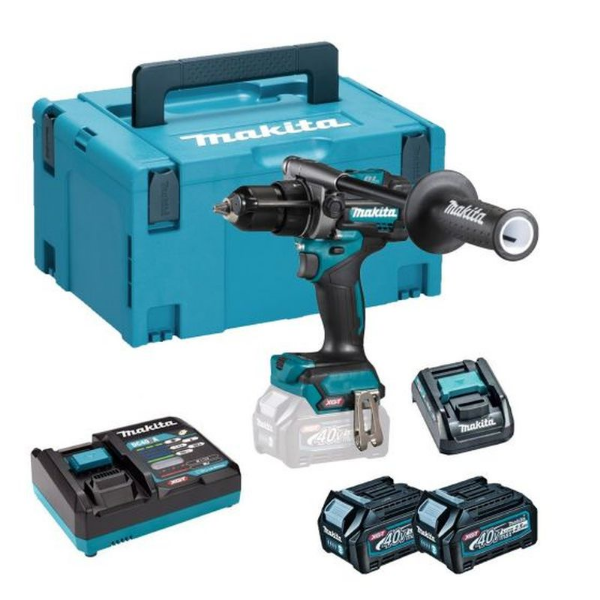 Picture of Makita HP001GD202 40V XGT Brushless Combi Drill, 2x 2.5Ah Batteries, Charger, Adaptor & Case