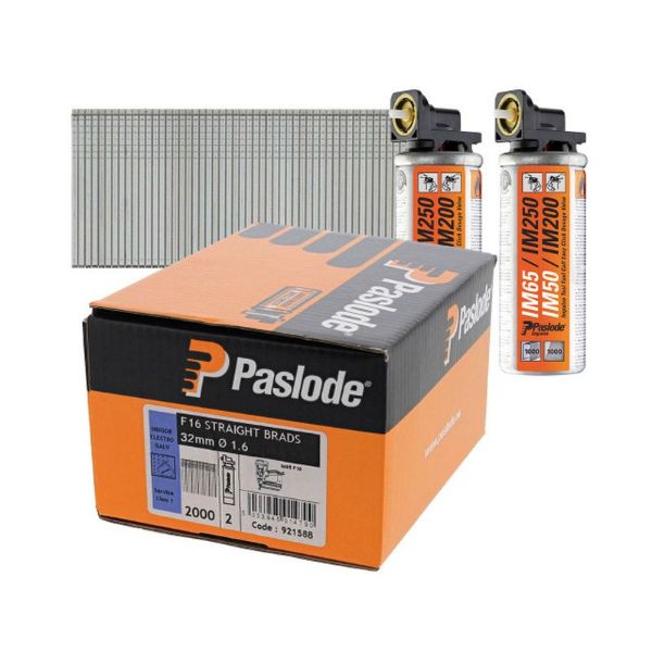 Picture of Paslode F16 X 32mm Galv Nails For IM65 Box Of 2000 & 2 Fuel Cells