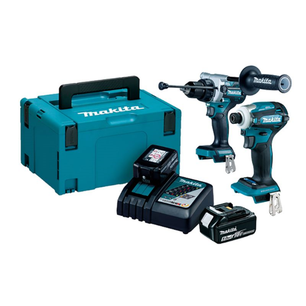 Picture of Makita DLX2455TJ 18V LXT Brushless 2 Piece Kit with 2x 5.0Ah Batteries, Charger & Case