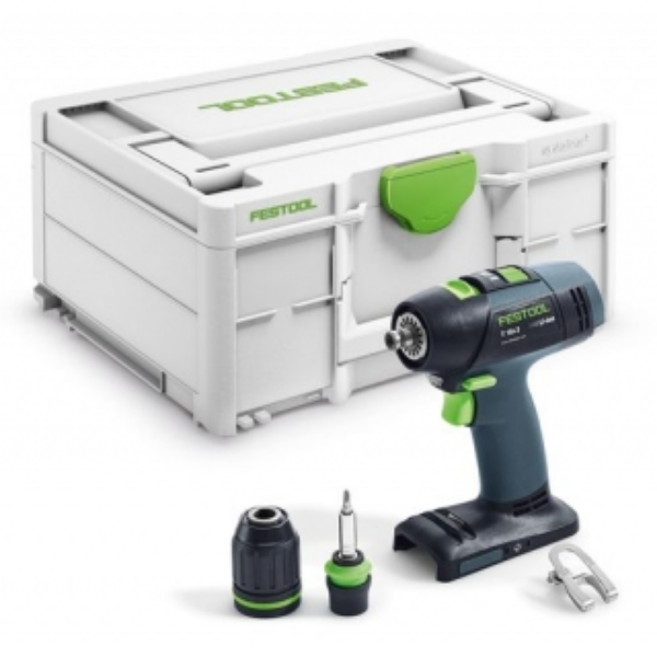 Picture of FESTOOL CORDLESS DRILL T 18+3 BASIC NAKED c/w DD-ES, DD-AS & KC13 1/2" FASTFIXKEYLESS CHUCKC/W SYSTAINER
