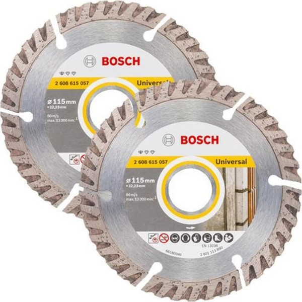 Picture of Bosch High-Speed Universal 115mm Diamond Blade 22.23mm Bore 2 Pack