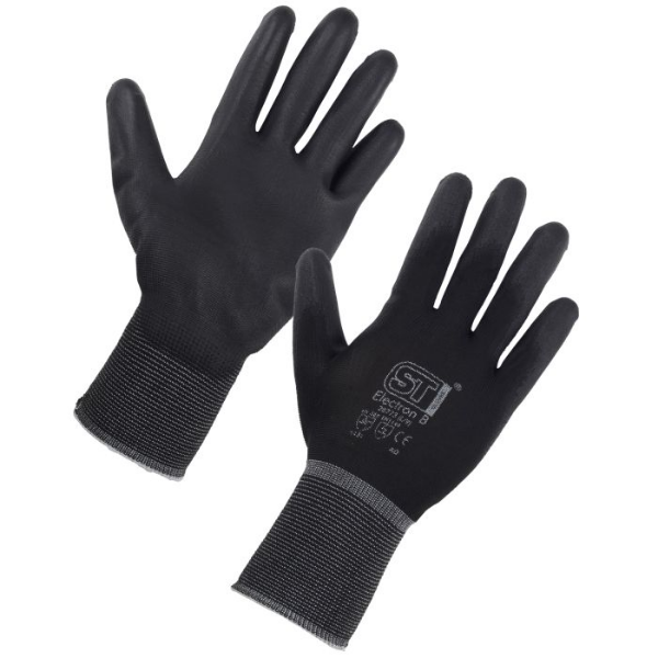 Picture of Supertouch Black Fixer PU Coat Nylon Gloves - Size 8 - Medium