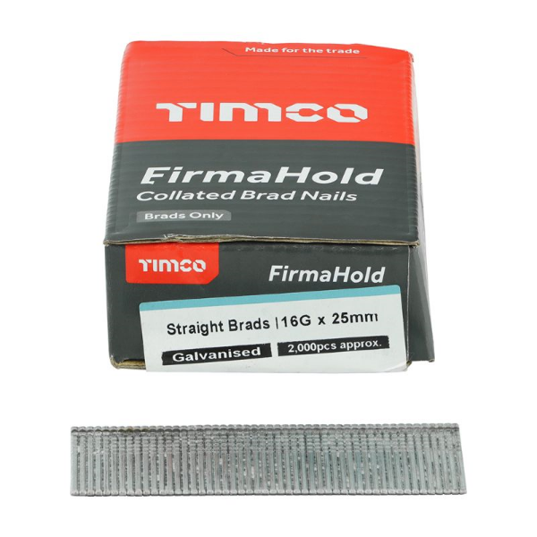 Picture of FirmaHold Collated Brad Nails - 16 Gauge - Straight - Galvanised 16g x 25 Box 2000