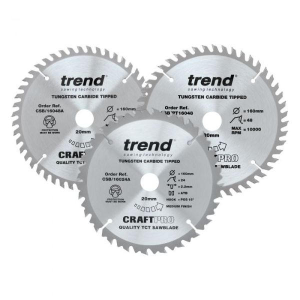 Picture of Trend Craft Saw Blade Triple Pack for Wood
1 x 24T, 2 x 48T