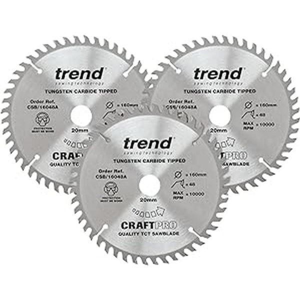 Picture of Trend Craft Saw Blade Triple Pack for Wood, Cement Bond Board 3 x 48t 160mm