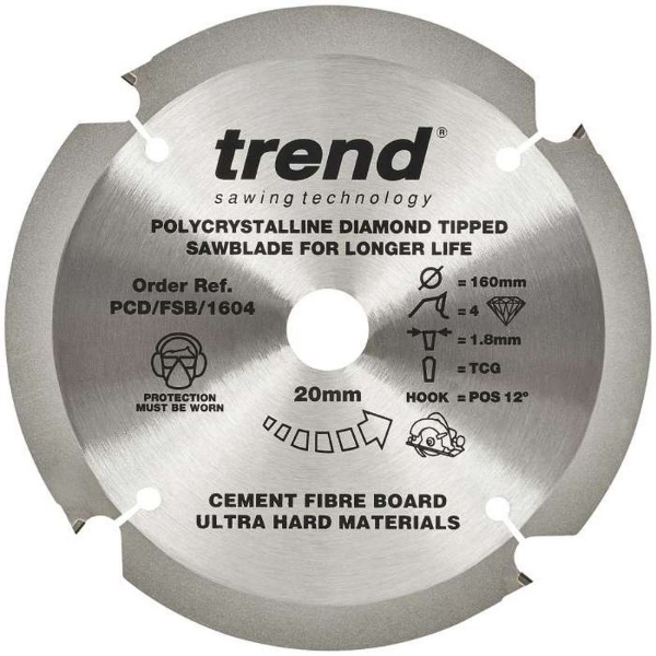 Picture of Trend PCD Craft Saw Blade for Cement Fibre Board 160mm x 4t x 20mm