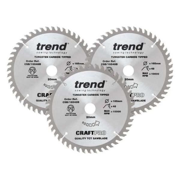 Picture of Trend Craft Saw Blade Triple Pack for Wood 3 x 48T 165mm