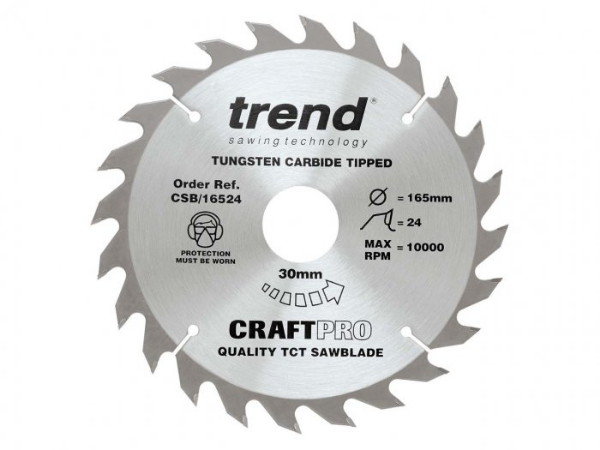 Picture of Trend Thin Kerf for Cordless Saws Craft Saw Blade for Wood 165mm X 24t X 20mm 