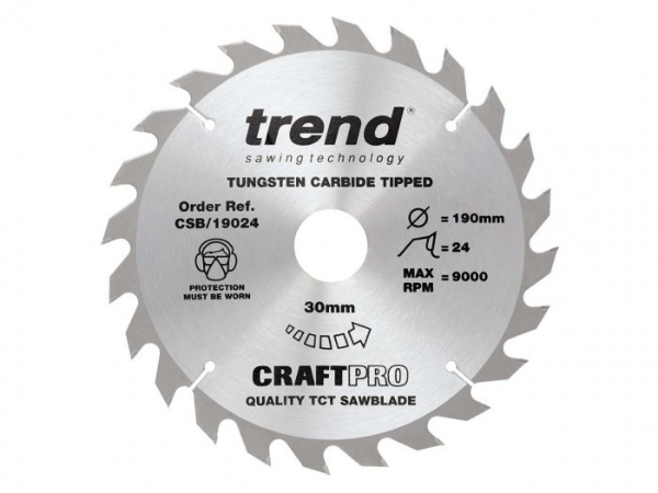 Picture of Trend Craft Pro 190mm diameter Saw Blade 30mm bore 24 tooth