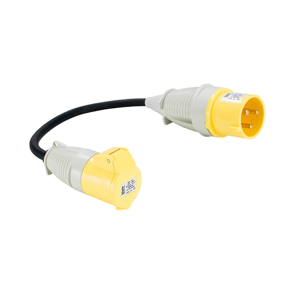 Picture of Defender 110v 32Amp to 16Amp Fly Lead - Yellow 