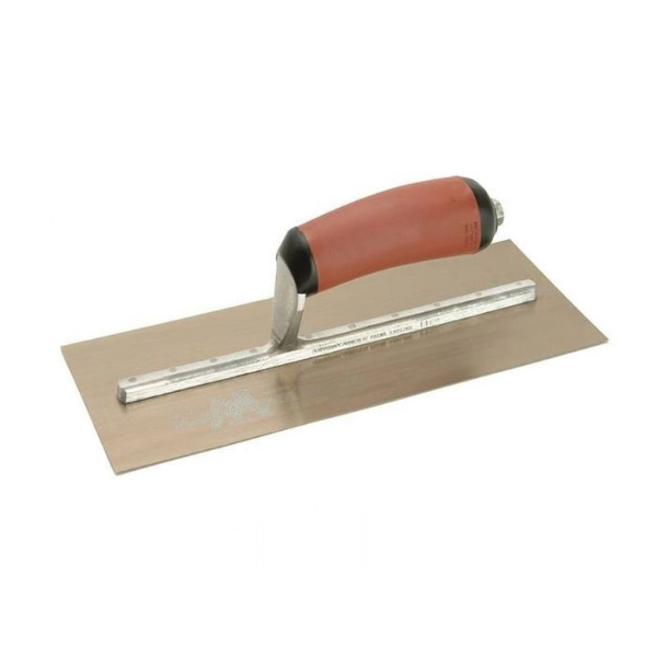 Picture of Marshalltown MPB1GSD Durasoft Pre-Worn Finishing Gold Trowel - Stainless Steel 11 x 4.1/2in