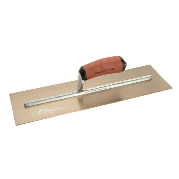 Picture of Marshalltown MPB165GSD Durasoft Pre-Worn Finishing Gold Trowel - Stainless Steel 16X5IN