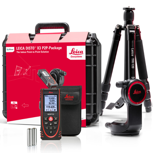 Picture of Leica Disto X3 Bluetooth P2P Distance Laser Measure Packageinc TRI120 Tripod, DST360 Adaptor