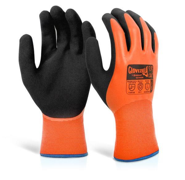 Picture of GLOVEZILLA WATERPROOF THERMAL LATEX GLOVE - ORANGE