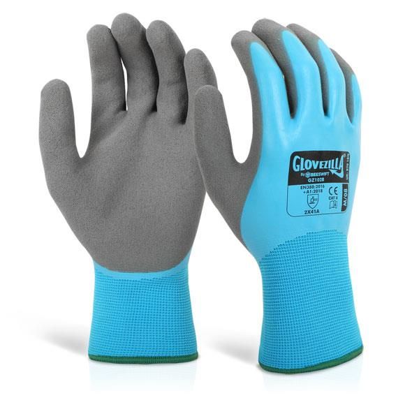 Picture of GLOVEZILLA WATERPROOF LATEX GRIPPER GLOVE - BLUE