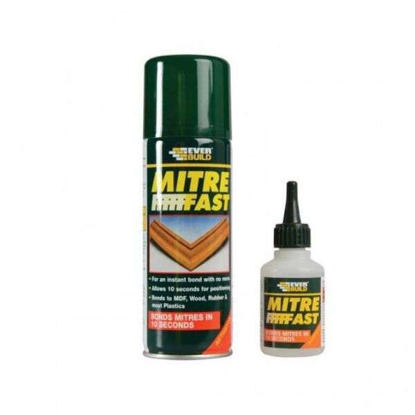 Picture of Everbuild Mitre Fast Industrial Bonding Kit 200ml Aerosol/50ml Glue - Clear