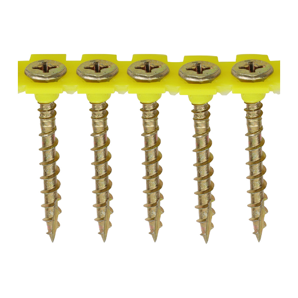 Picture of  4.2 x 55mm Collated Chipboard Screws - Zinc & Yellow - Box 1000