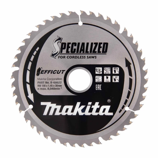 Picture of Makita Circular Saw Blade, Efficut, TCT, 190x30mm, 45T