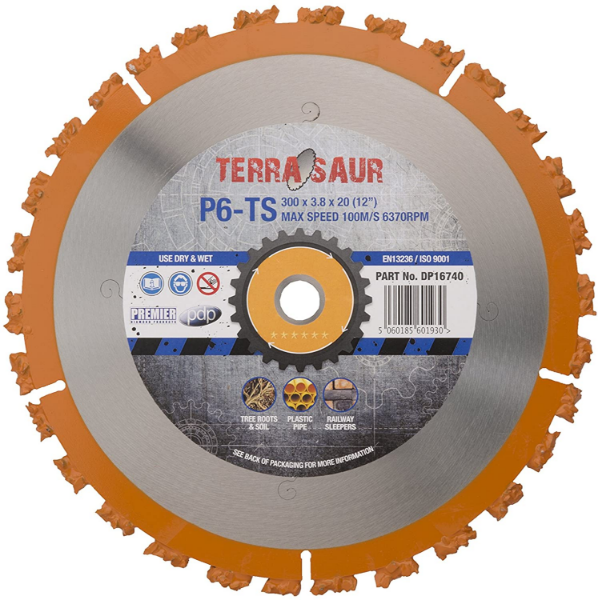 Picture of PDP 300x3.8x20mm (12")  PS-TS TERRASAUR
CARBIDE CLUSTER MULTI PURPOSE SAW BLADE
TREE ROOTS, PLASTIC PIPES & RAILWAY SLEEPERS