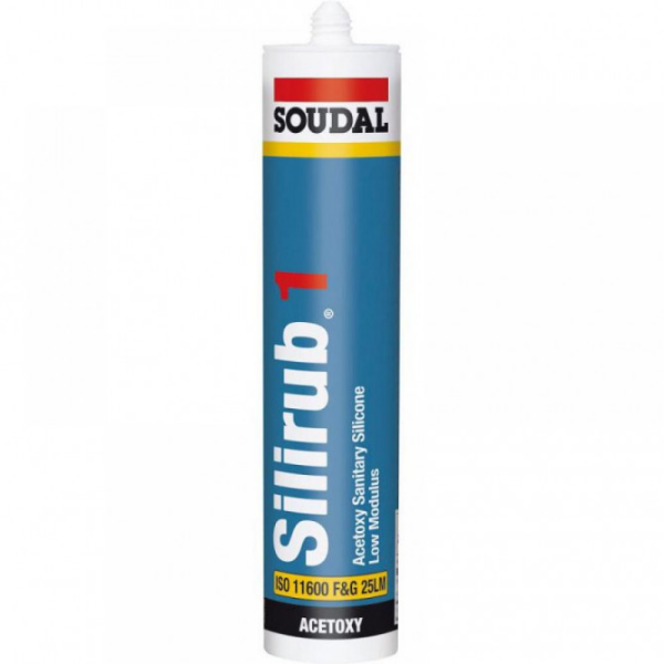 Picture of SOUDAL SILIRUB 1 B/WHITE 300MLpremium quality low modulus acetoxy silicone, XS1 fungicide, ISO 11600 F&G 25LM