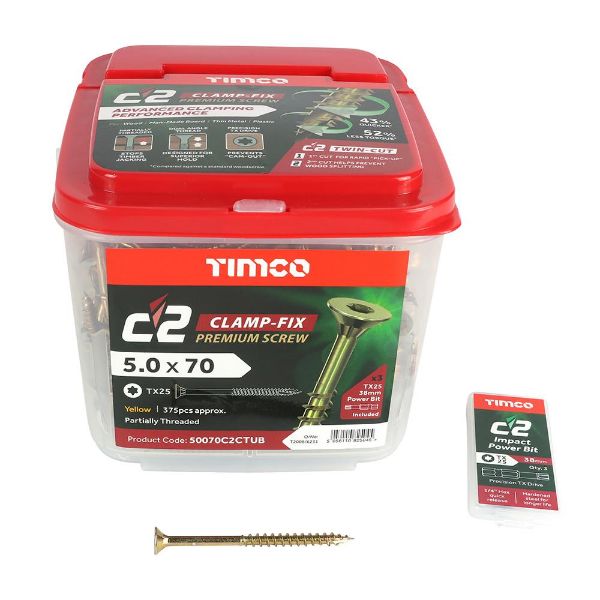 Picture of C2C Clamp-Fix TX25 CSK ZYP  5.0 x 70 Tub of 375