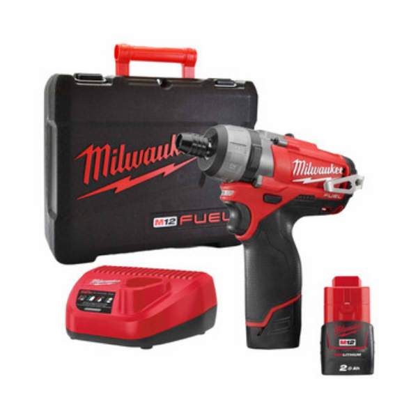 Picture of Milwaukee M12CD-202C Fuel Sub Compact Driver c/w 2x2amp Li-Ion Batteries, 1xC12C Charger & Case