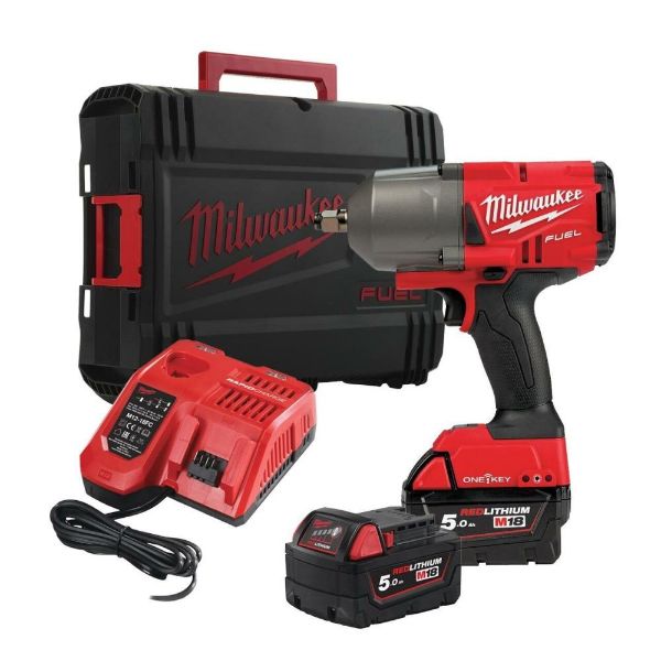 Picture of Milwaukee M18ONEFHIWF12-502X Fuel One-Key 1/2″ High Torque Impact Wrench
with Friction Ring c/w 2x5amp Batteries, 1xM12-18FC Charger and HD Carry Case