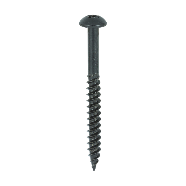 Picture of Twinthread Round Head Woodscrew - PZ2 - Black - Box 200 - 10 x 1.1/2"