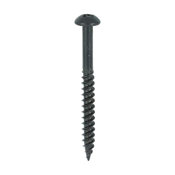 Picture of Twinthread Round Head Woodscrew - PZ2 - Black - Box 200