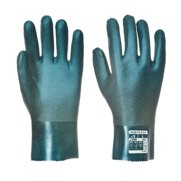 Picture of DOUBLE DIPPED PVC GAUNTLET GREEN GLOVE 27CMXL