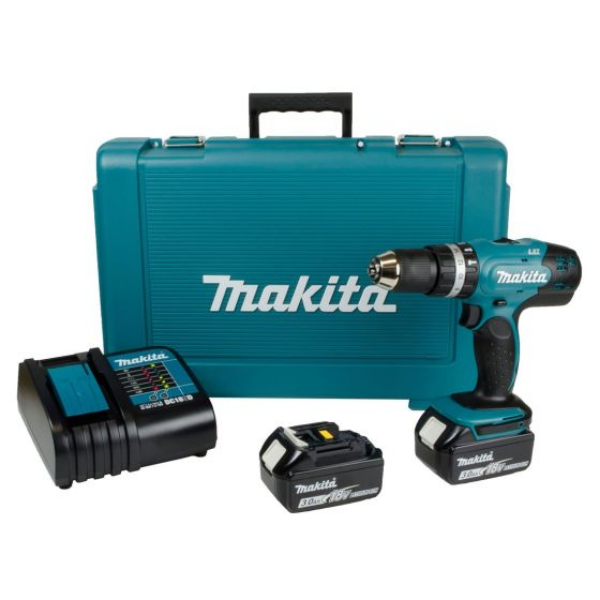 Picture of Makita DHP453F001 18v Li-Ion Combi Hammer Drill in Makpac Case - c/w 2x3amp batteries, 1xDC18wc Charger