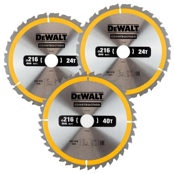 Picture of Dewalt DT1962 216 x 30mm Construction Circular Saw Blade 3 Pack