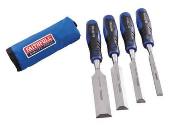 Picture of Faithfull 4 Piece Soft Grip Chisel Set in Roll