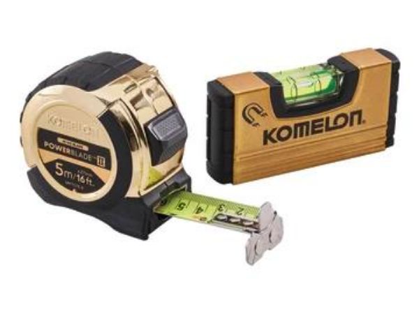 Picture of Komelon 5m/16ft Gold Powerblade Tape with Mini Level